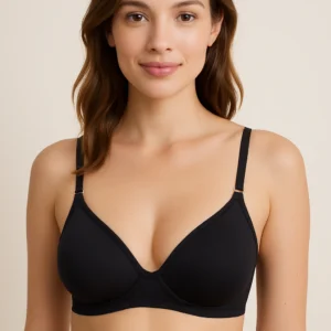 Padded Modal Underwire Bra  Black Ultra-Soft Everyday Support with Lace Trim