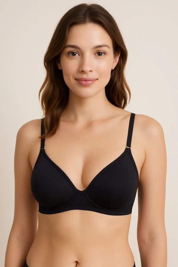 Padded Modal Underwire Bra  Black Ultra-Soft Everyday Support with Lace Trim