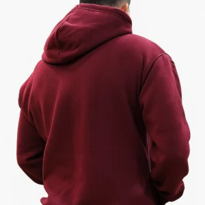Men's Solid Maroon Cotton Fleece Hoodie with Kangaroo Pocket
