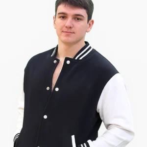 Men's Black & White Varsity Jacket – Classic College Style