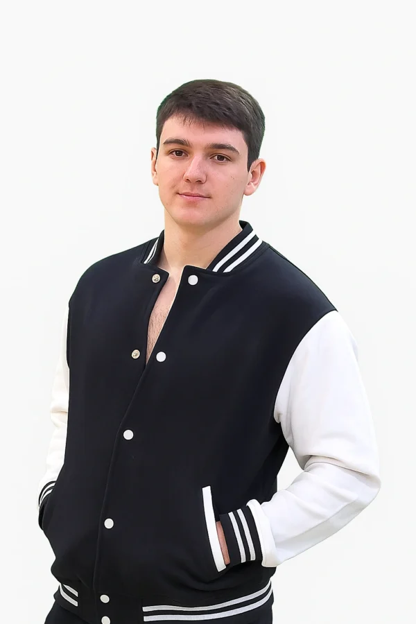 Men's Black & White Varsity Jacket – Classic College Style