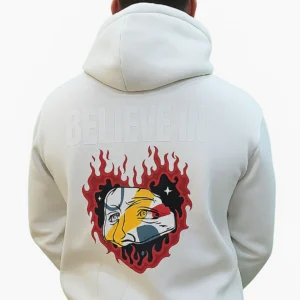 Men's Premium Cotton Fleece Hoodie with Artistic Graphic Back Print