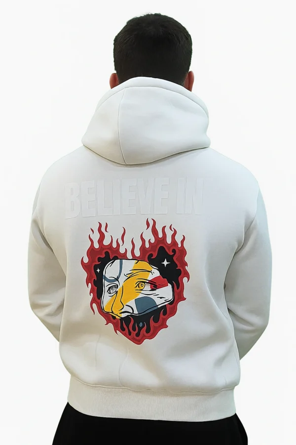 Men's Premium Cotton Fleece Hoodie with Artistic Graphic Back Print