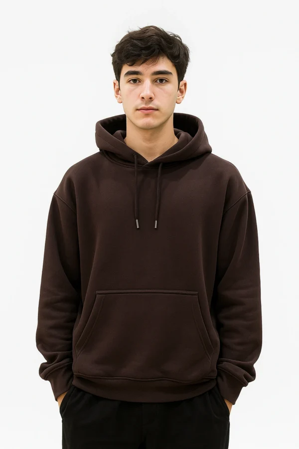 Men’s Solid Kangaroo Pocket Hoodie – Casual Winter Wear