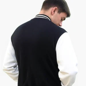 Men's Black & White Varsity Jacket – Classic College Style