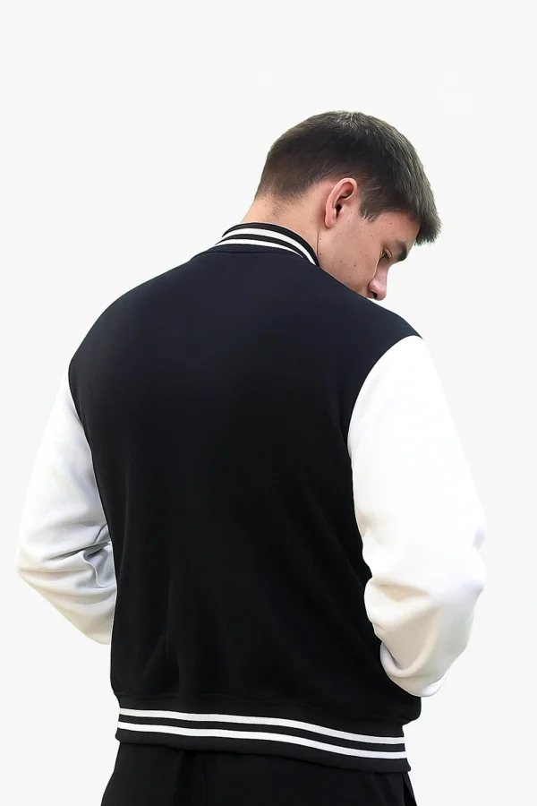 Men's Black & White Varsity Jacket – Classic College Style