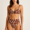 Brown Nylon Blend Printed Bra Panty Set for Women Lightly Non Padded Seamless Deatachable Straps with Set Mid Rise Panty Full Coverage Relaxable Every Day 3 Hook