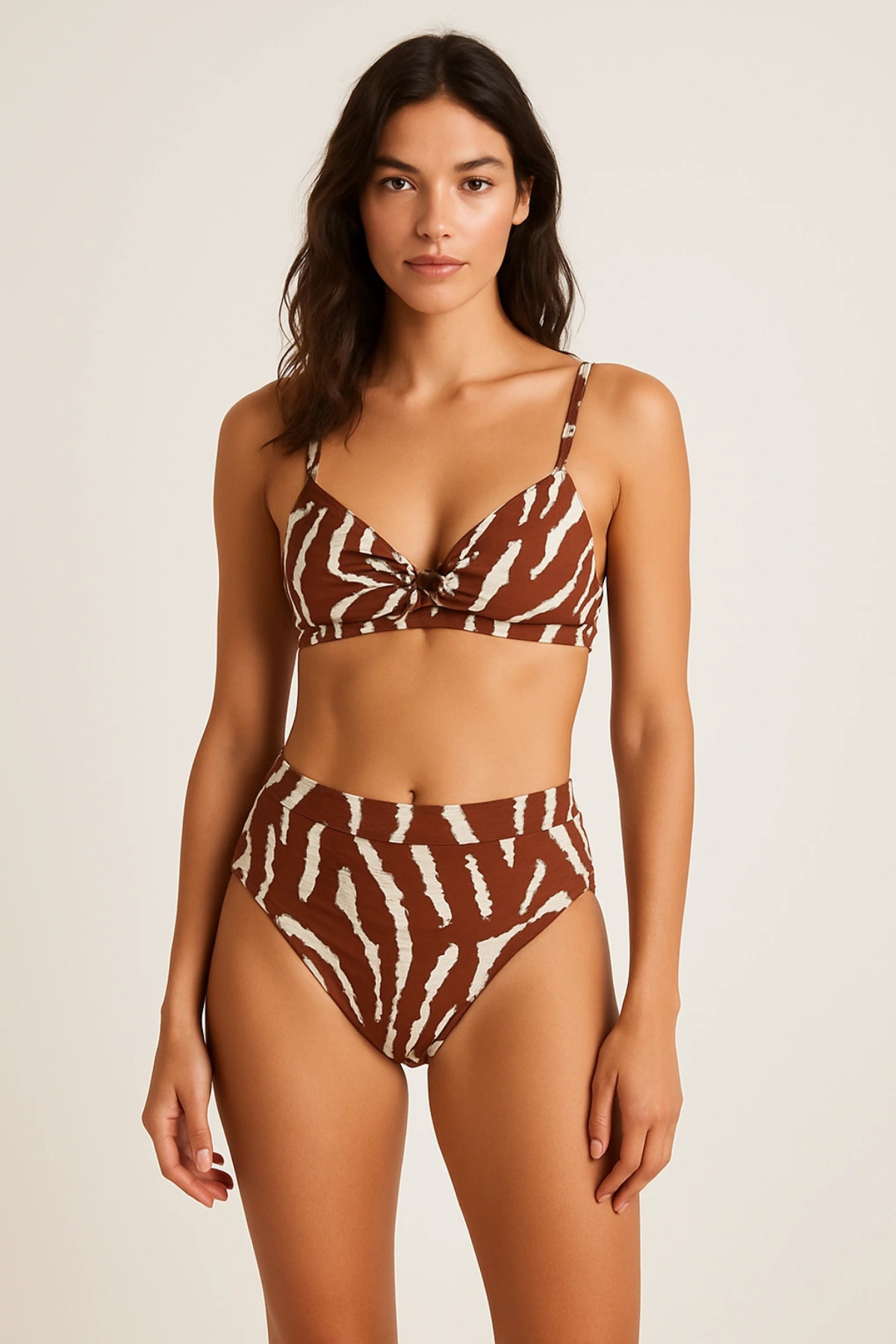 Brown Nylon Blend Printed Bra Panty Set for Women Lightly Non Padded Seamless Deatachable Straps with Set Mid Rise Panty Full Coverage Relaxable Every Day 3 Hook 1 Brown Nylon Blend Printed Bra Panty Set for Women Lightly Non Padded Seamless Deatachable Straps with Set Mid Rise Panty Full Coverage Relaxable Every Day 3 Hook