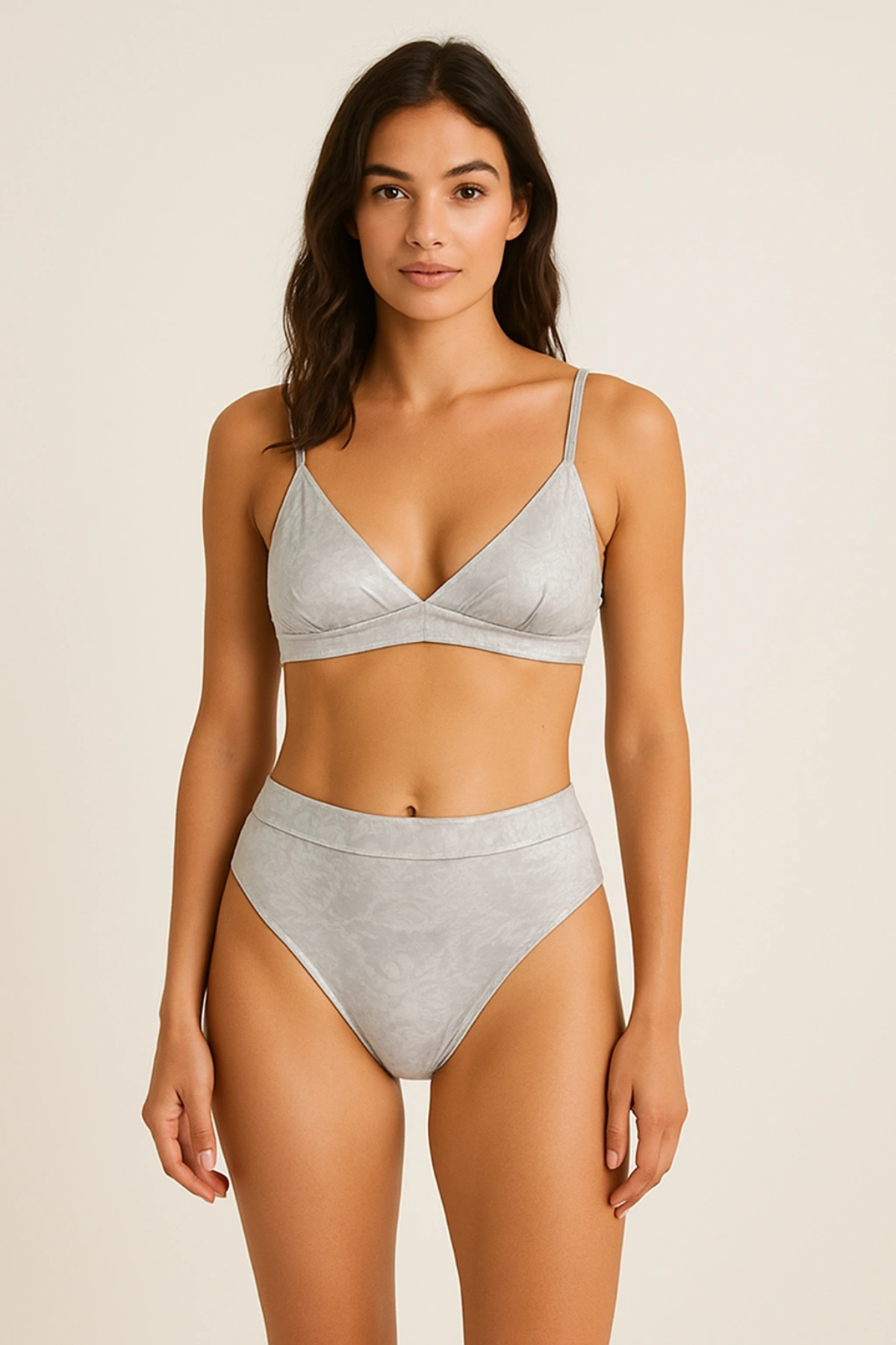 Grey Nylon Blend Printed Bra Panty Set for Women Lightly Non Padded Seamless Deatachable Straps with Set Mid Rise Panty Full Coverage Relaxable Every Day 3 Hook 1 Grey Nylon Blend Printed Bra Panty Set for Women Lightly Non Padded Seamless Deatachable Straps with Set Mid Rise Panty Full Coverage Relaxable Every Day 3 Hook