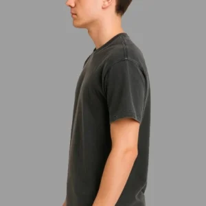 Acid Wash Cotton Terry T-Shirt for Men – Vintage Style Comfort Wear