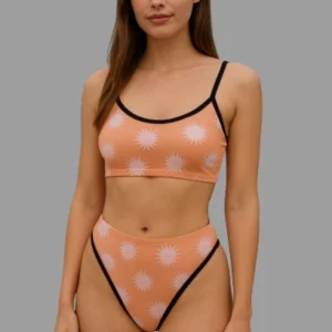 Women's Seamless Printed Bralette and High Waist Panty Set