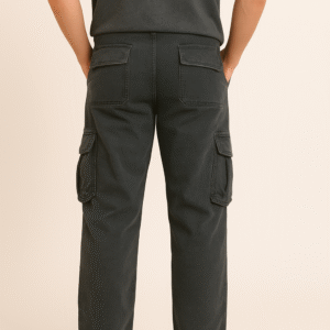 Men’s Cotton Acid Wash Cargo Pants with Elastic Waistband & Utility Pockets