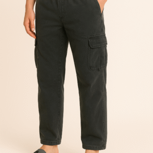 Men’s Cotton Acid Wash Cargo Pants with Elastic Waistband & Utility Pockets