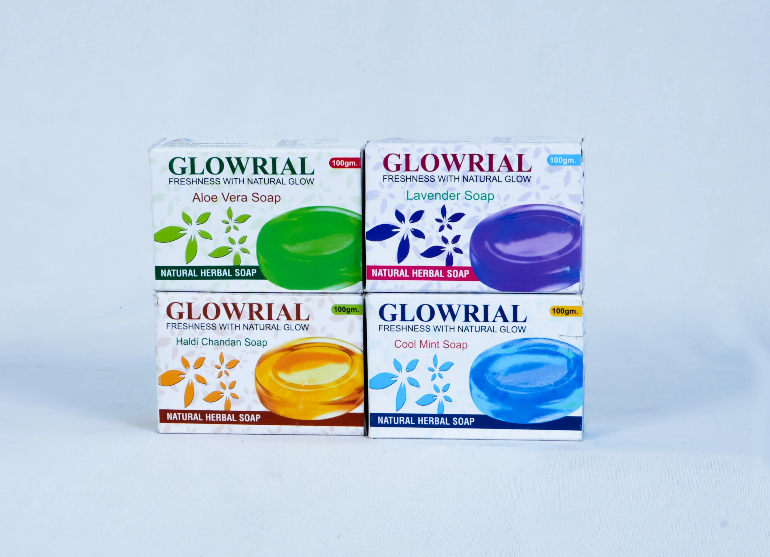 Glowrial Herbal Soap Pack of 4 (4 x 100g) – Aloe Vera, Lavender, Cool Mint & Haldi Chandan | Natural Skin Glow Soap Bars | Herbal & Paraben-Free 3 Glowrial Herbal Soap Pack of 4 (4 x 100g) – Aloe Vera, Lavender, Cool Mint & Haldi Chandan | Natural Skin Glow Soap Bars | Herbal & Paraben-Free - Image 3