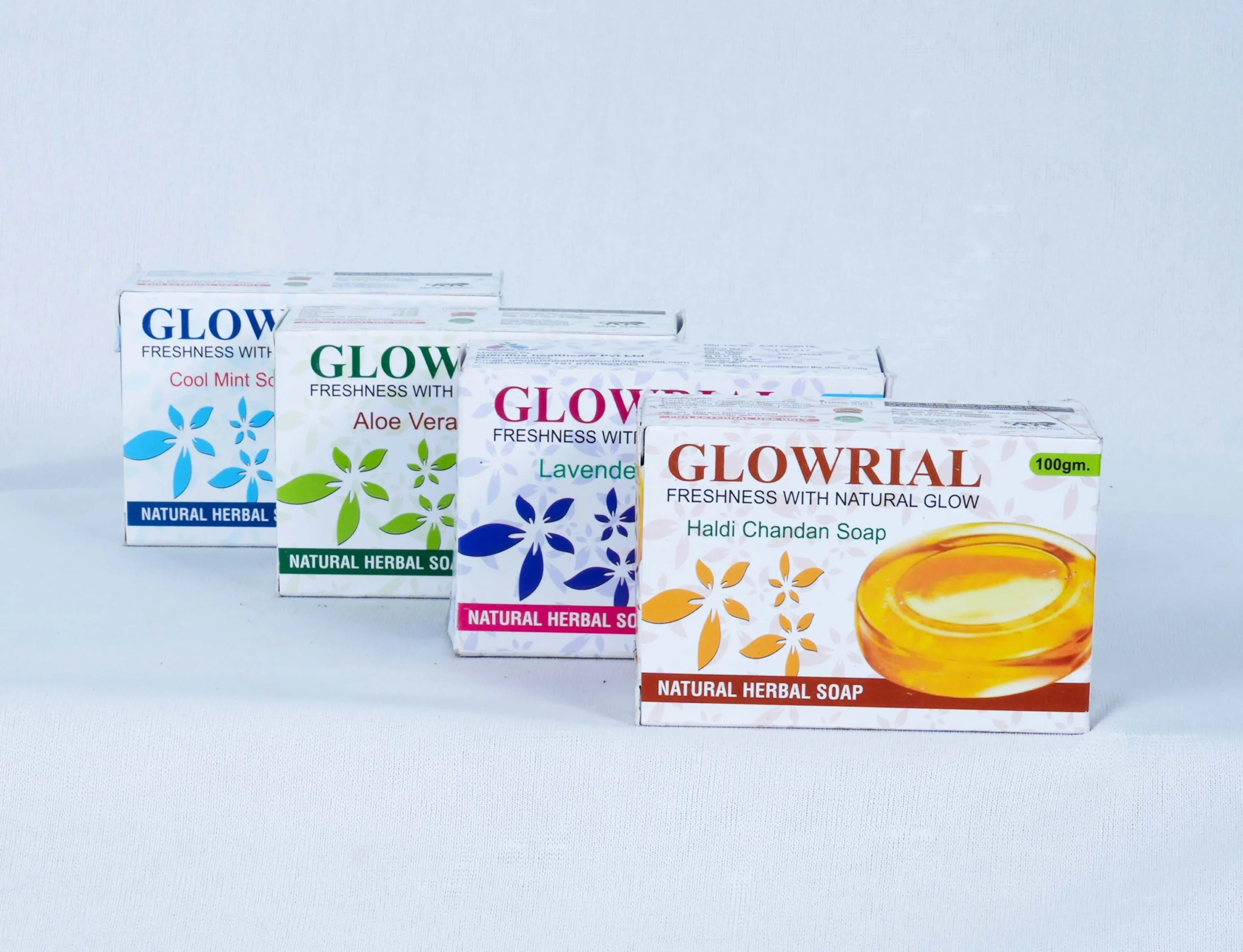 Glowrial Herbal Soap Pack of 4 (4 x 100g) – Aloe Vera, Lavender, Cool Mint & Haldi Chandan | Natural Skin Glow Soap Bars | Herbal & Paraben-Free 4 Glowrial Herbal Soap Pack of 4 (4 x 100g) – Aloe Vera, Lavender, Cool Mint & Haldi Chandan | Natural Skin Glow Soap Bars | Herbal & Paraben-Free - Image 4