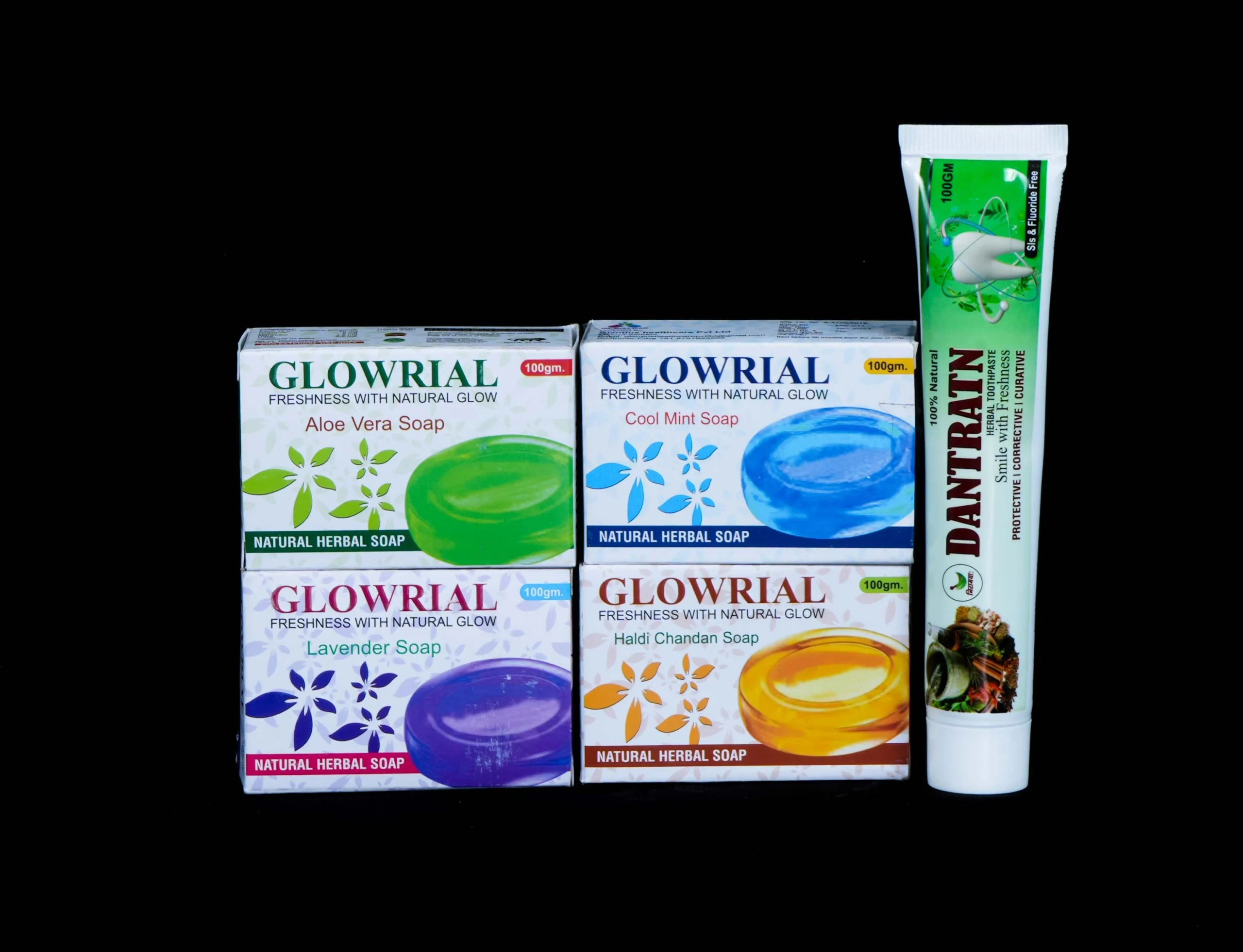 Glowrial Herbal Soap Combo Pack of 4 + Dantratn Herbal Toothpaste – Total Skin & Oral Care Kit | Natural Glow & Fresh Breath | Paraben-Free 4 Glowrial Herbal Soap Combo Pack of 4 + Dantratn Herbal Toothpaste – Total Skin & Oral Care Kit | Natural Glow & Fresh Breath | Paraben-Free - Image 4