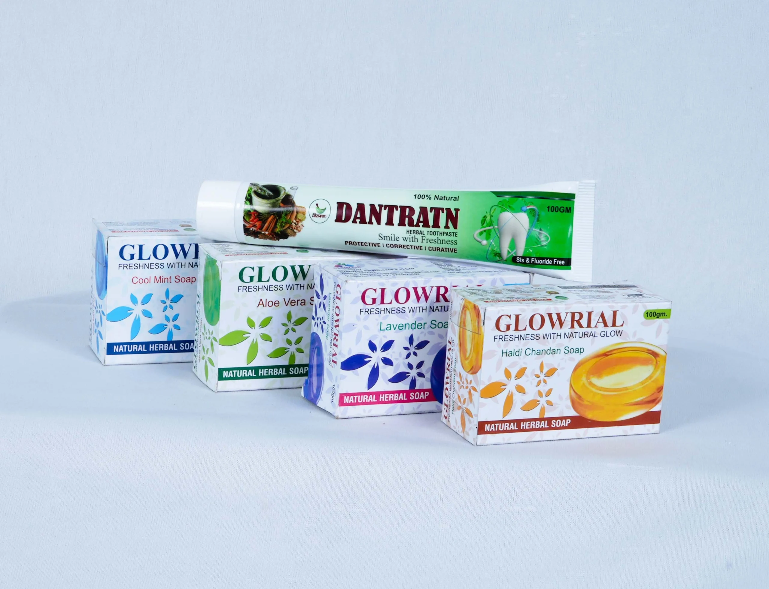 Glowrial Herbal Soap Combo Pack of 4 + Dantratn Herbal Toothpaste – Total Skin & Oral Care Kit | Natural Glow & Fresh Breath | Paraben-Free 2 Glowrial Herbal Soap Combo Pack of 4 + Dantratn Herbal Toothpaste – Total Skin & Oral Care Kit | Natural Glow & Fresh Breath | Paraben-Free - Image 2