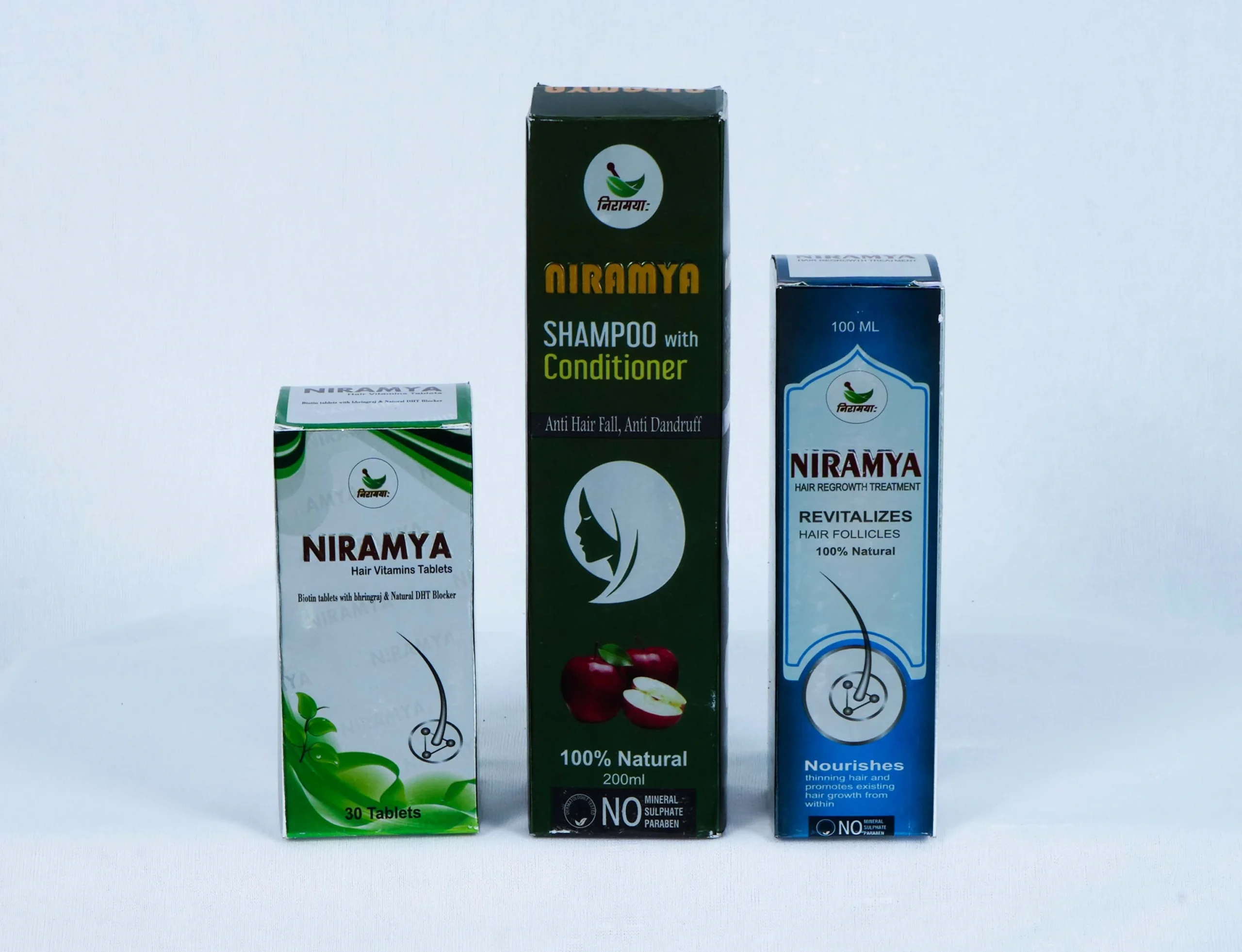 NIRAMYA Hair Care Combo – Hair Vitamins Tablets (30 Tabs) + Hair Regrowth Treatment (100ml) + Anti-Hair Fall Shampoo with Conditioner (200ml) | 100% Natural & Sulfate-Free 3 NIRAMYA Hair Care Combo – Hair Vitamins Tablets (30 Tabs) + Hair Regrowth Treatment (100ml) + Anti-Hair Fall Shampoo with Conditioner (200ml) | 100% Natural & Sulfate-Free - Image 3