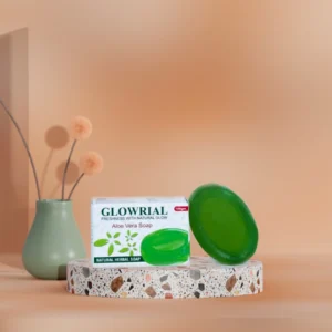 Glowrial Aloe Vera Herbal Soap – 100g | Natural Skin Hydration & Glow | Soothing Gel-Based Ayurvedic Soap | Paraben-Free