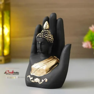Polyresin Golden Handcrafted Palm Buddha Polyresin Showpiece (12.5 cm x 7.5 cm x 17.5 cm, Black) 8 inbound1617345377805874385