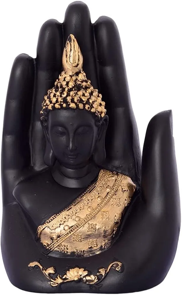 Polyresin Golden Handcrafted Palm Buddha Polyresin Showpiece (12.5 cm x 7.5 cm x 17.5 cm, Black) 6 Polyresin Golden Handcrafted Palm Buddha Polyresin Showpiece (12.5 cm x 7.5 cm x 17.5 cm, Black) - Image 6
